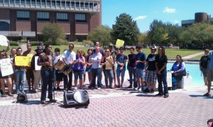 protest-ucf Protesters gather outside