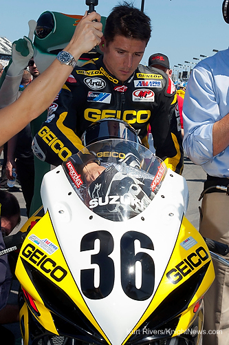 Martin Cardenas (36) before the start of the Daytona 200 at Daytona International Speedway in Daytona Beach, FL on March 17, 2012. (Kurt Rivers/KnightNews.com)