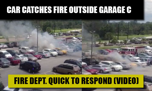 Car Catches Fire Outside Garage C; VIDEO