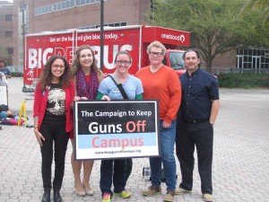 Students speak out about guns on campus outside the Student Union. (Photo: College Democrats).