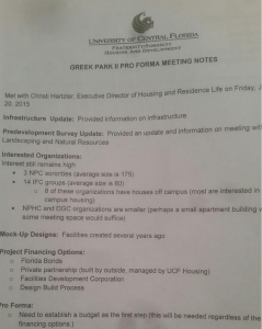 Notes from UCF meeting on Greek Park 2