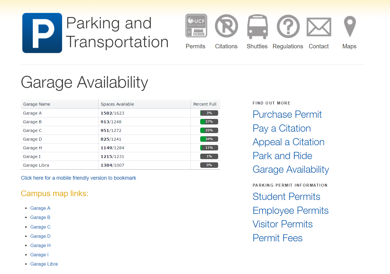 Ucf Parking Services Carries Out Garage Availability Website For