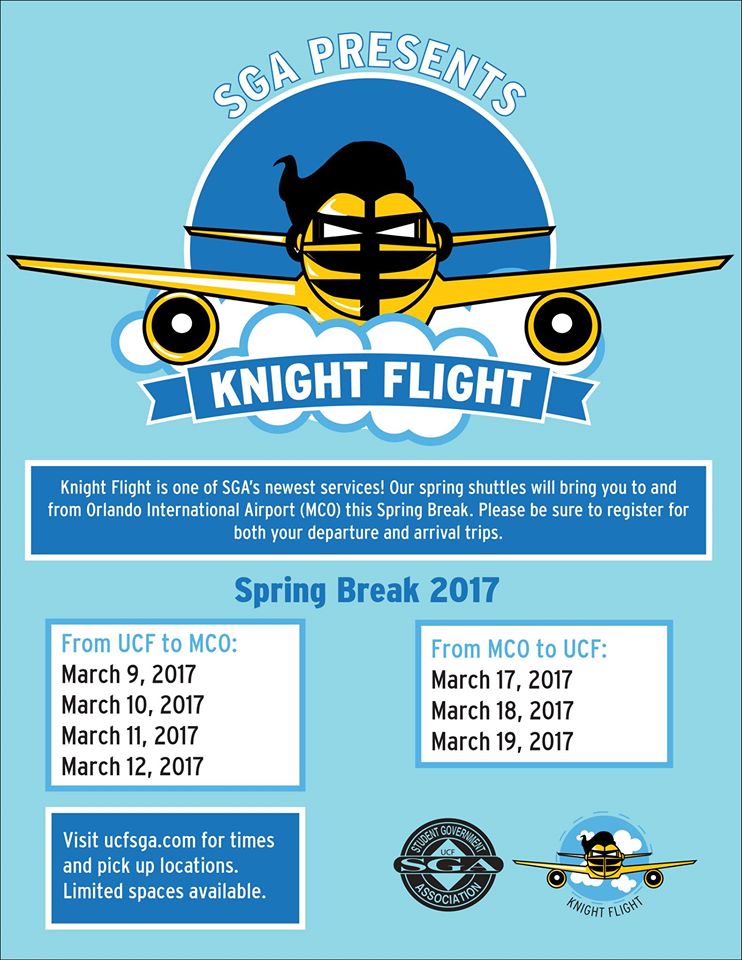 UCF SGA Announces Knight Flight Spring Break Shuttle Times —