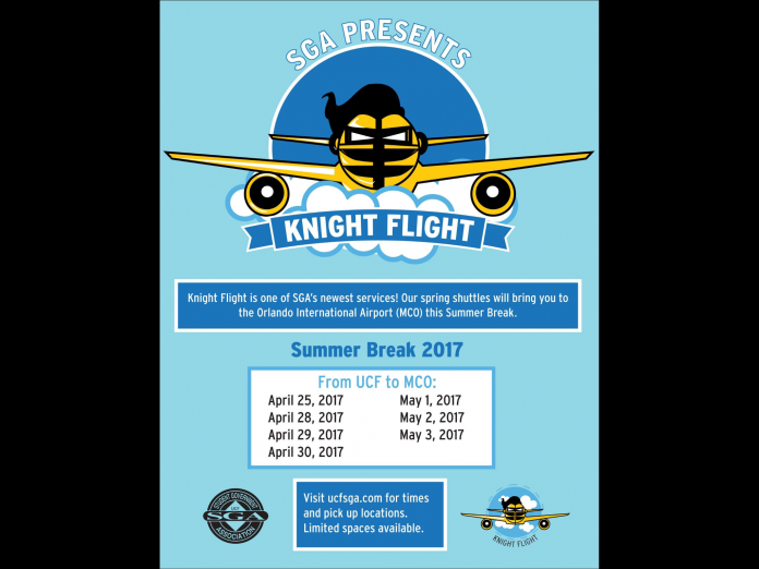 SGA announces free UCF Knight Flight airport shuttle times for Summer