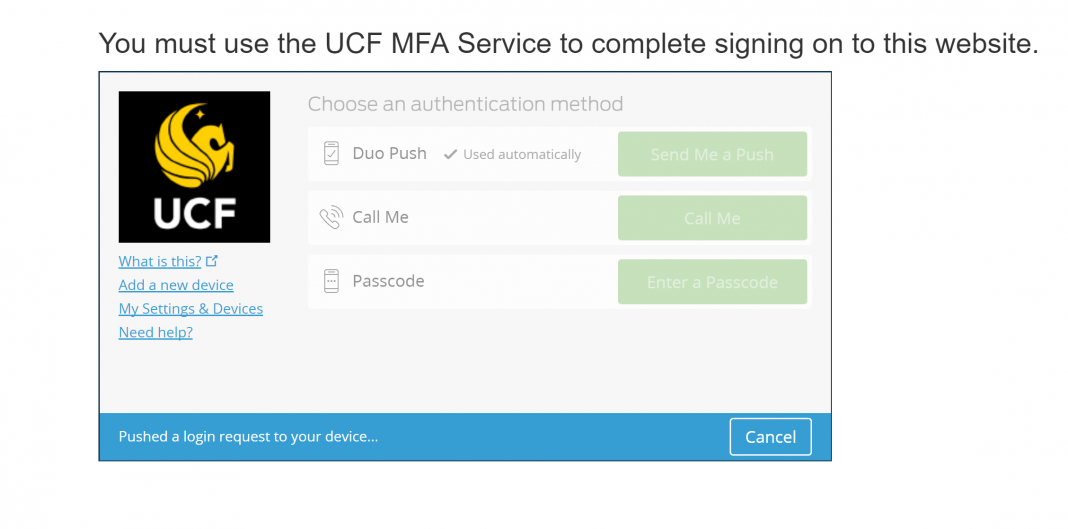 MyUCF to roll out required MultiFactor Authorization Login for