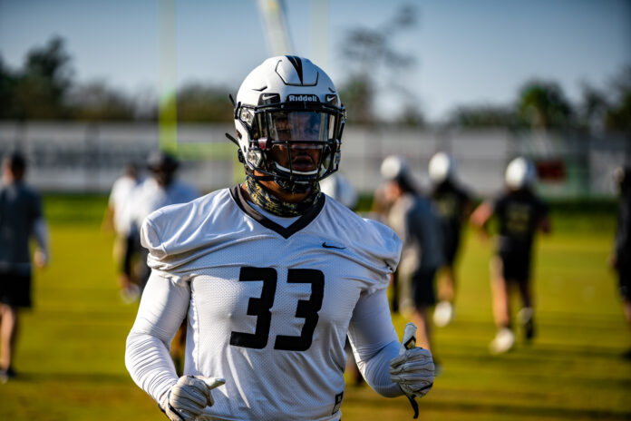 UCF sophomore wide receiver Ryan O'Keefe (4) during the team's first practice this spring on March 15, 2021. Photo courtesy of UCF Athletics.